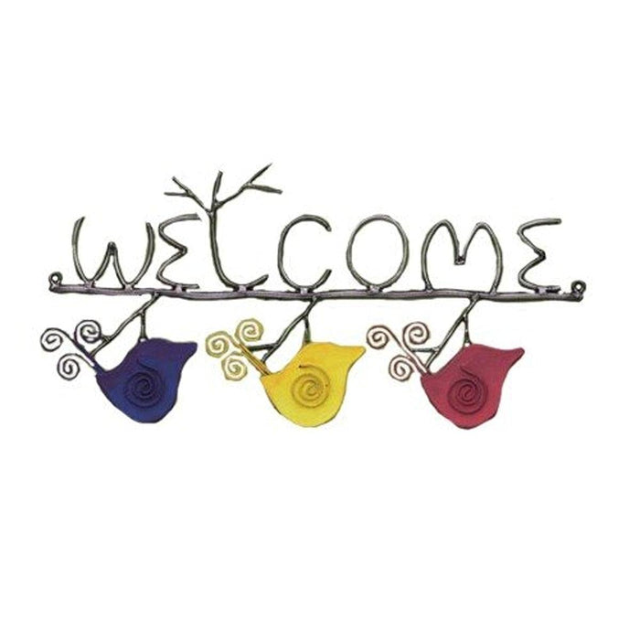 Hanging Wire Birds Welcome Sign