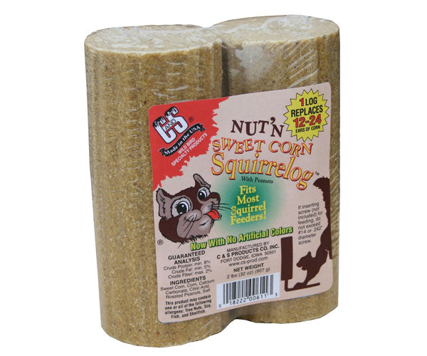 WILDLIFE FEEDERS & HOUSES: 32 oz. Nut & Sweet Corn Squirrel Log +Frt