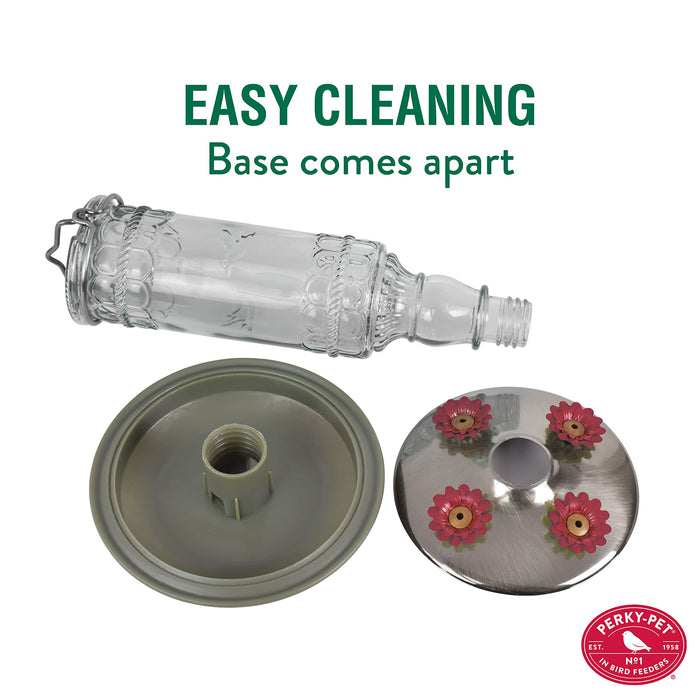 Perky-Pet 8107-1SR Antique Glass Bottle Hummingbird Feeder - Outdoor Garden Décor Hummingbird Feeder