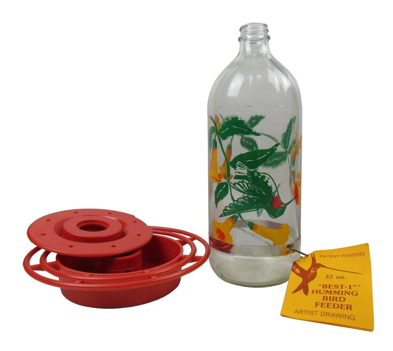 Best-1  Hummingbird Feeder 32 oz. w/ Hummingbird and Trumpet Flowers