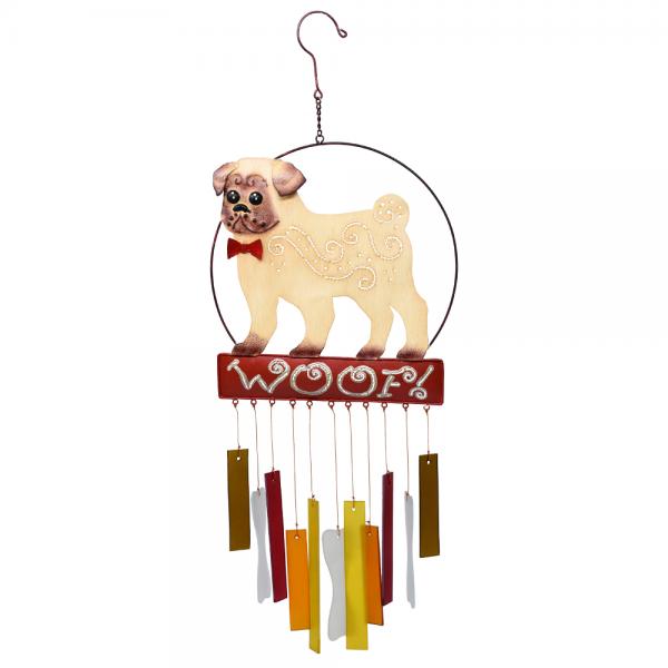 Gift Essentials Blue Handworks Line - Percy the Pug Glass Chime