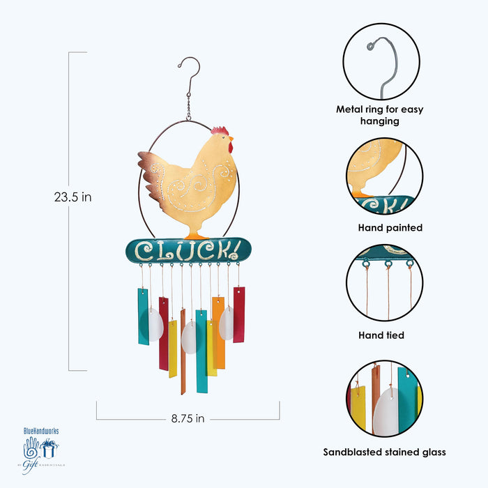 Gift Essentials Blue Handworks Line - Chicken Cluck Glass Chime