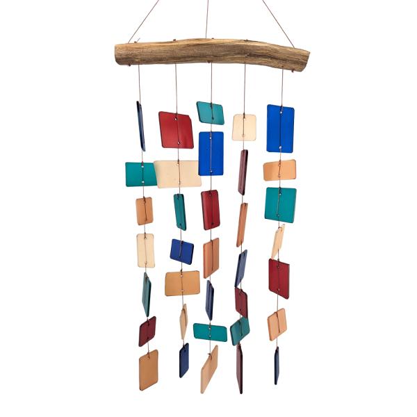 Gift Essentials Blue Handworks Line - Retro Beveled Squares Glass Chime