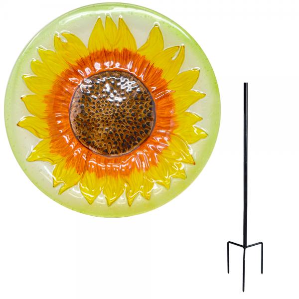 Sunflower Staked Bird Bath