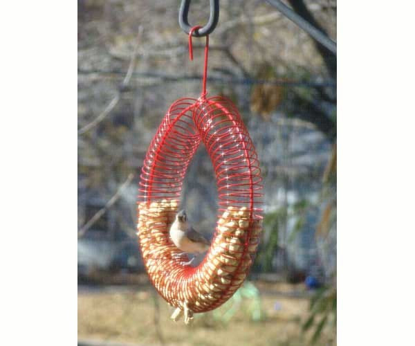 Nut Bird Feeders: Whole Peanut Wreath Ring Red