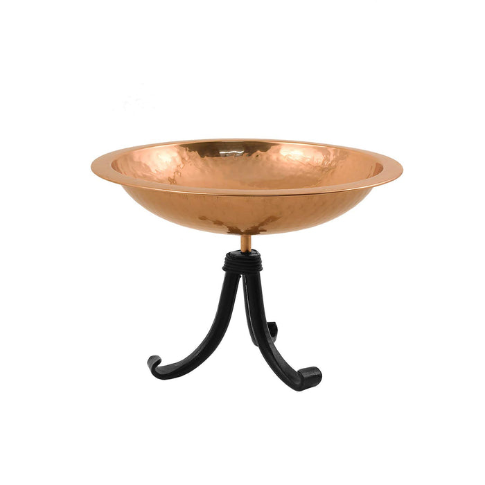 Achla Designs Hammered Copper Birdbath w/ Rim- Tripod Stand