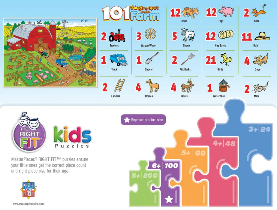 MasterPieces Puzzles 101 Things to Spot on the Farm 101 Piece Puzzle
