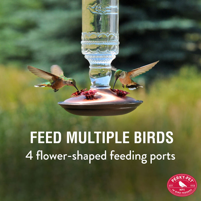 Perky-Pet 8107-1SR Antique Glass Bottle Hummingbird Feeder - Outdoor Garden Décor Hummingbird Feeder
