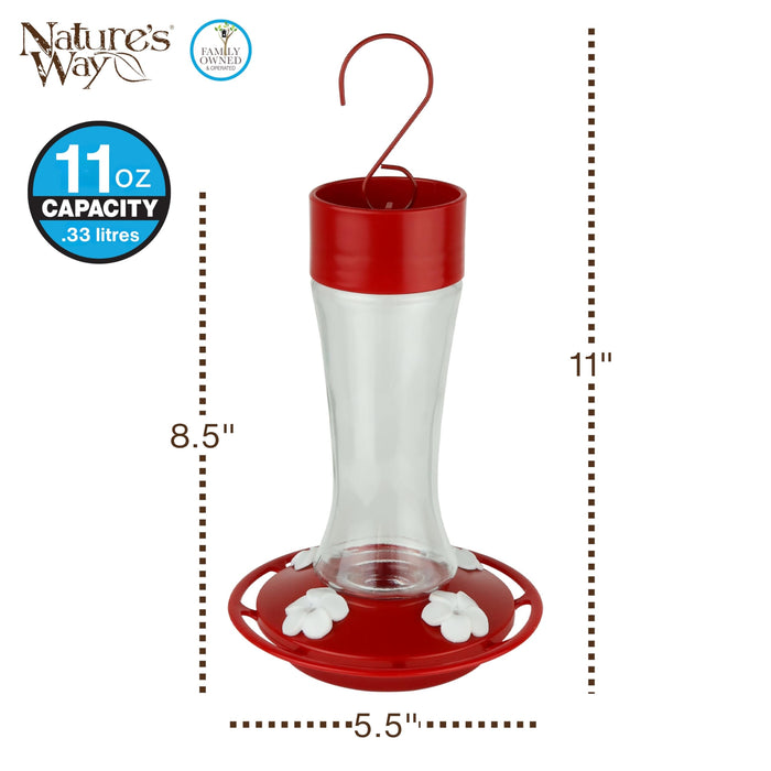SCARLET SILHOUETTE GLASS HUMMINGBIRD FEEDER