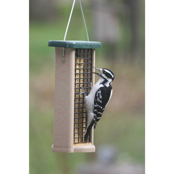 Birds Choice Suet Feeder for Two Cakes in Taupe and Green Recycled Plastic
