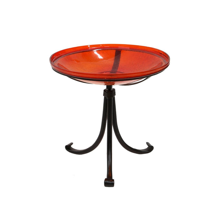 Achla Designs 14" Red Crackle Birdbath- Tripod Stand