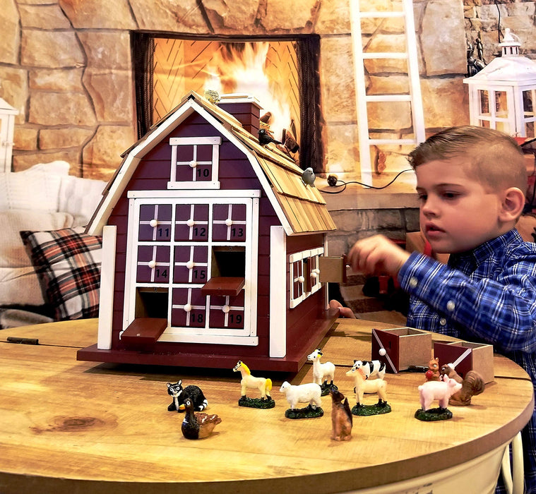 Red Christmas Barn Advent Calendar