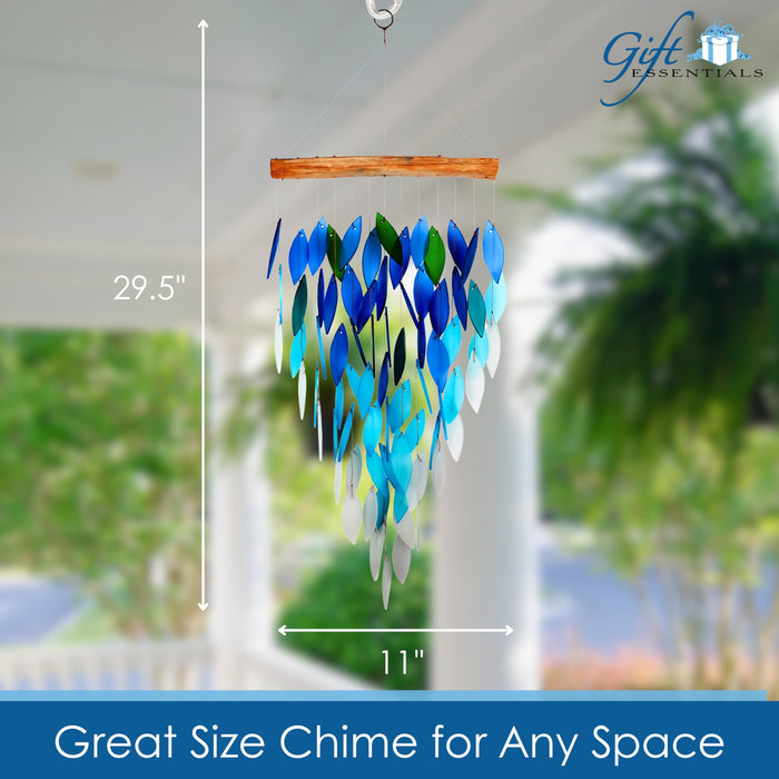 Gift Essentials Blue Handworks Line - Deluxe Ocean Ombre Waterfall Glass Chime