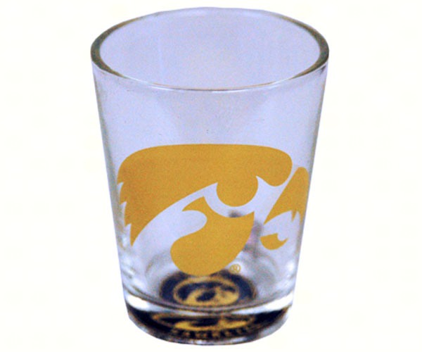 Shot Glass Bullseye Bottom - Iowa Hawkeyes