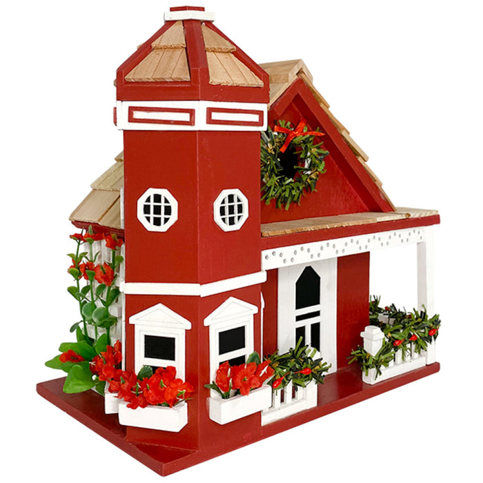 Yuletide Cottage Birdhouse - Red