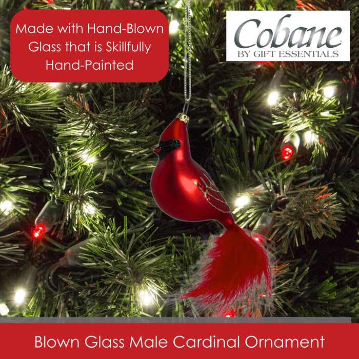 Cobane Studio  Cardinal with Feather Tail Ornament