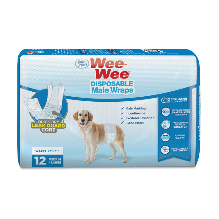 WEE-WEE MALE DOG WRAPS W/WETNESS INDICATOR