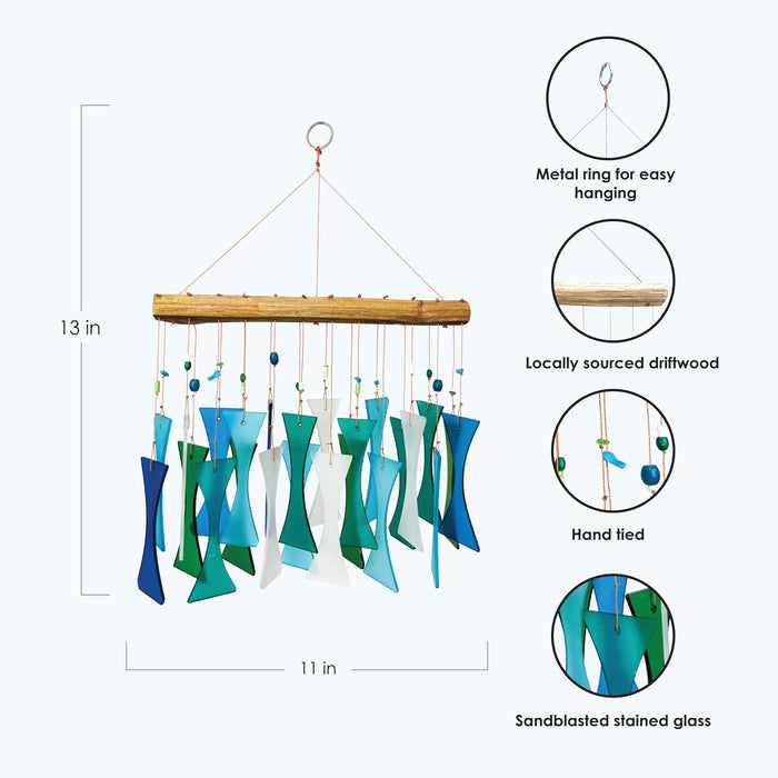 Gift Essentials Blue Handworks Line - Ocean Beaded Cast-Off Glass Chime
