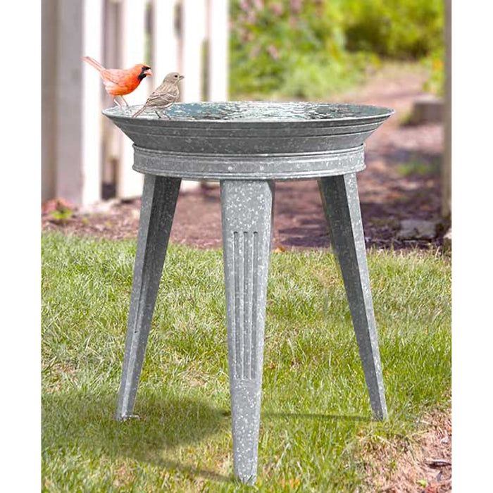 AUDUBON RUSTIC FARMHOUSE GALVANIZED METAL BIRDBATH