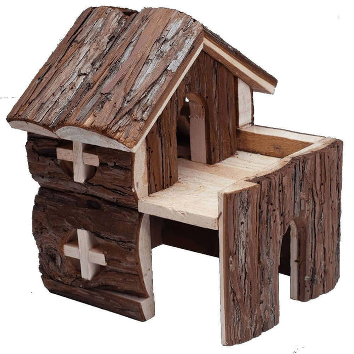 NIBBLES SMALL ANIMAL DELUXE 2 STORY LOG CABIN HUT