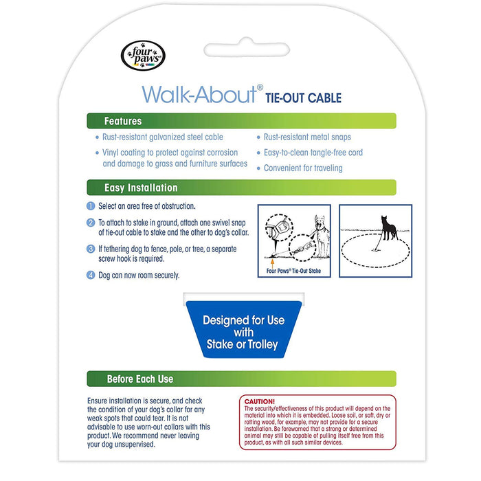 FOUR PAWS WALK-ABOUT TIE-OUT CABLE HEAVY WEIGHT