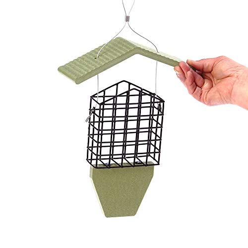 Birds Choice GSTP Tail Prop Suet Feeder, Recycled Hanging Suet Bird Feeder, 1 Suet Cake Capacity, Green