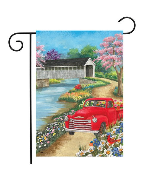 Spring Covered Bridge Garden Flag