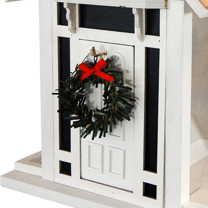 Christmas Cottage Birdfeeder - White