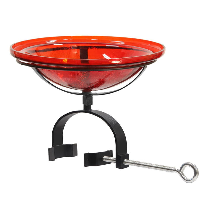 Achla Designs 12" Red Crackle Birdbath- Over Rail Bracket