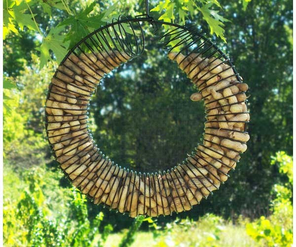 Nut Bird Feeders: Whole Peanut Wreath Ring Black