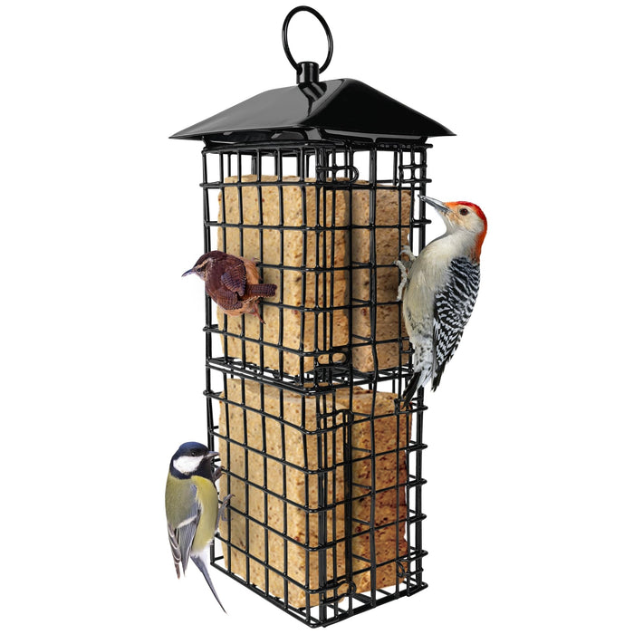 METAL SUET CAGE BIRD FEEDER W/ ROOF