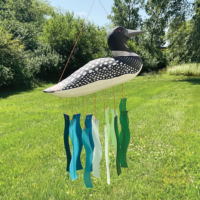 Gift Essentials Blue Handworks Line - Loon Wavy Glass Chime