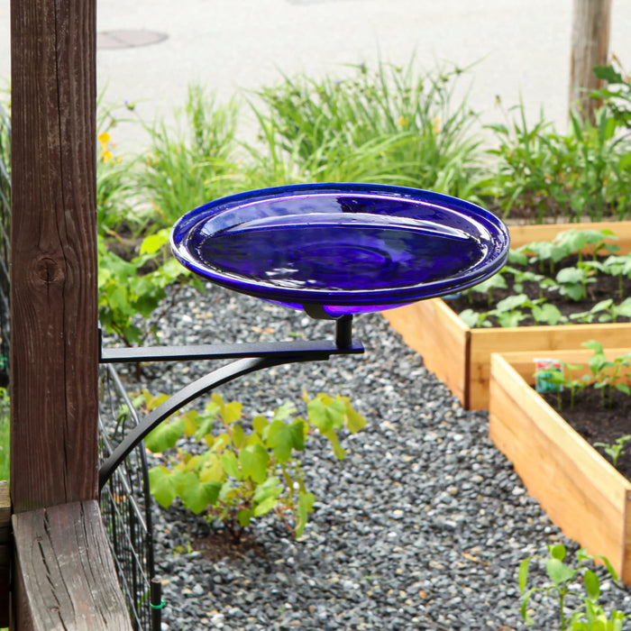 Achla Designs 14" Cobalt Blue Crackle Birdbath- Wall Mount Bracket