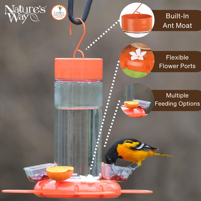 ORANGE BLOSSOM GLASS ORIOLE FEEDER