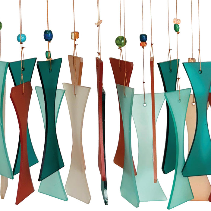 Gift Essentials Blue Handworks Line - Coral Teal Beaded Cast-Off Glass Chime