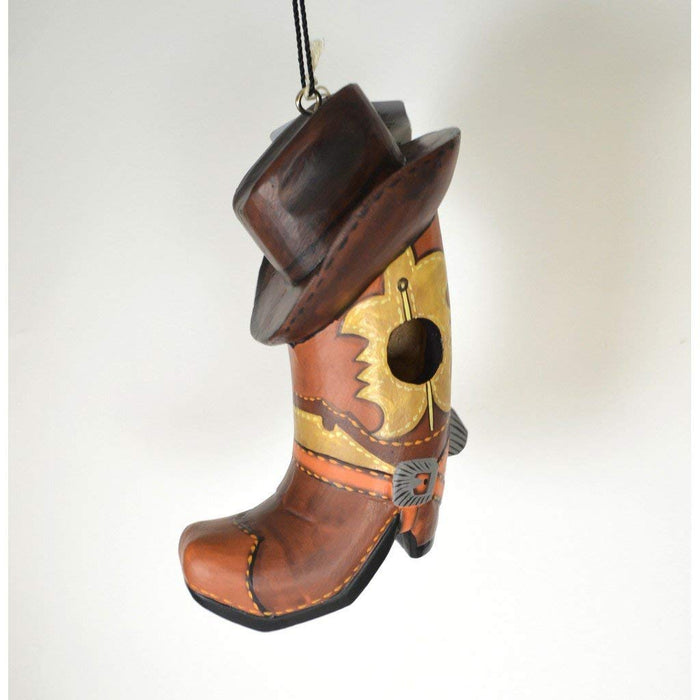 Bobbo from Songbird Essentials Cowboy Boot with Hat Bird House