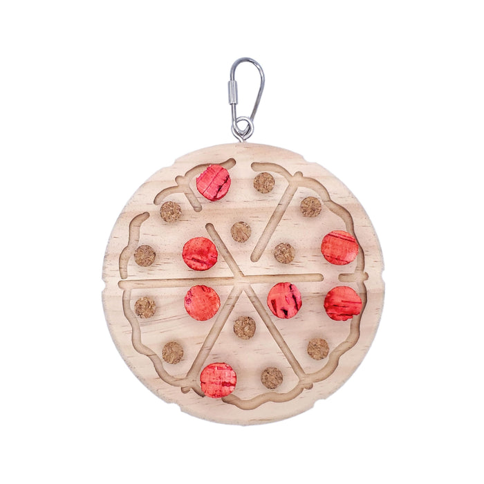 HAPPY BEAKS WOOD AND CORK PIZZA BIRD TOY