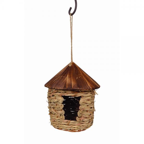 Bluebird Houses: Large Hanging Grass Twine House w-Roof