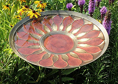 Achla Designs Red African Daisy Birdbath- Stake