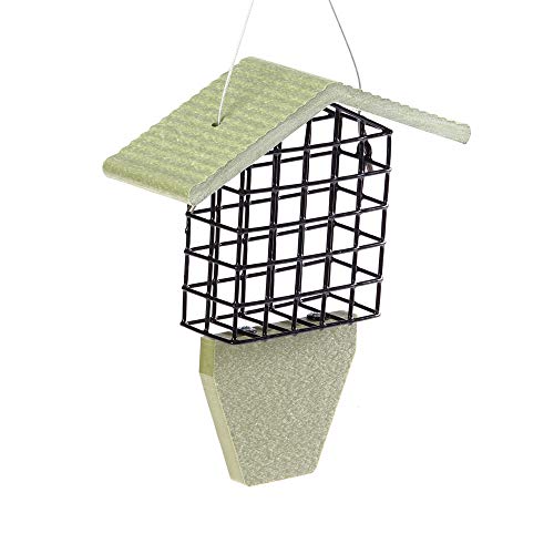 Birds Choice GSTP Tail Prop Suet Feeder, Recycled Hanging Suet Bird Feeder, 1 Suet Cake Capacity, Green