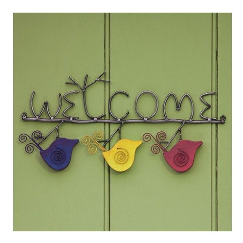 Hanging Wire Birds Welcome Sign