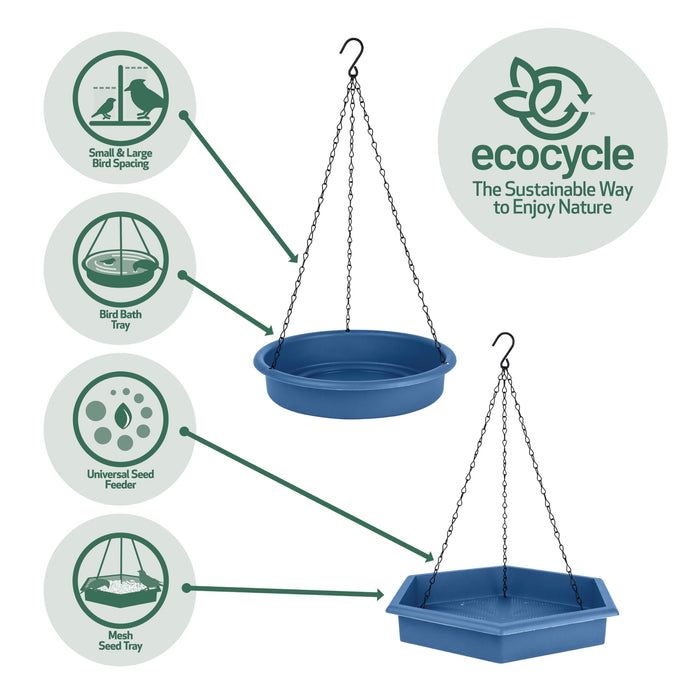ECOCYCLE COMBO CAFE 2-N-1 BIRD FEEDER & BIRD BATH