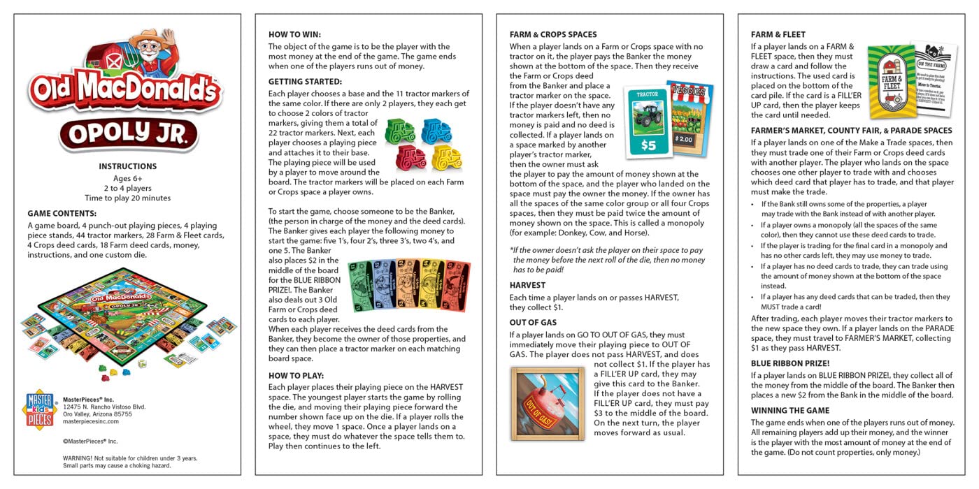 MasterPieces Puzzles Old MacDonalds Opoly Junior