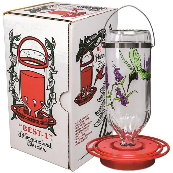 Best-1  Hummingbird Feeder 32 oz, Black Chinned and Lavender Flowers, Boxed