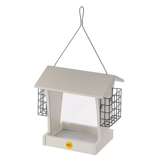 Birds Choice 5 Qt. Tall Hopper Feeder w/Suets in Sea Salt Recycled Plastic
