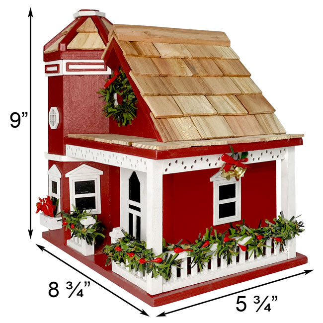 Home Bazaar Yuletide Cottage Birdhouse - Red