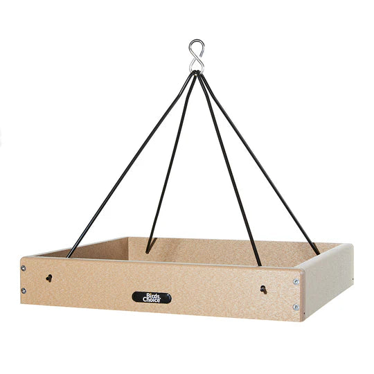 Birds Choice 16 x 13 Hanging Platform Bird Feeder in Taupe Recycled Plastic Large