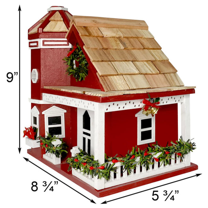 Yuletide Cottage Birdhouse - Red