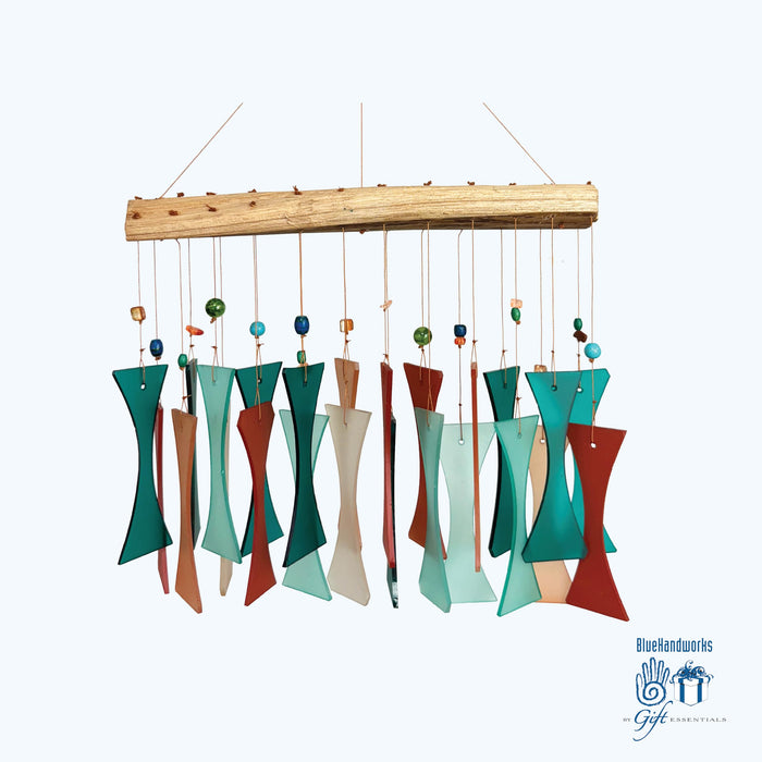 Gift Essentials Blue Handworks Line - Coral Teal Beaded Cast-Off Glass Chime