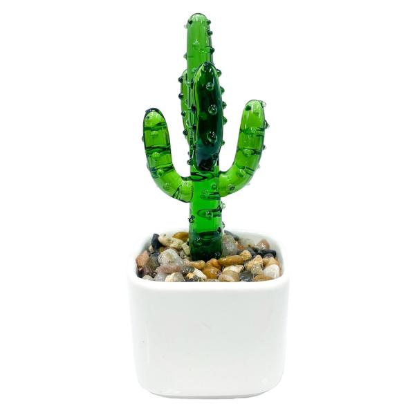 LS Arts Milano Art Glass Saguaro Cactus Plant